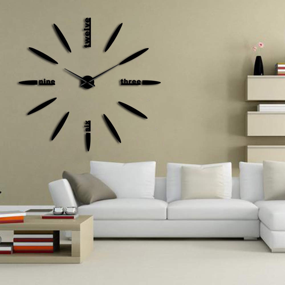 Frameless DIY Wall Clock 3D Mirror Wall Clock Large Mute Wall Stickers for Living Room Bedroom Home Decorations Big Time Clock