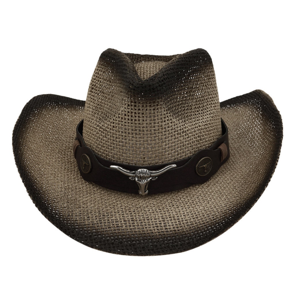 Men Women Retro Western Cowboy Riding Hat Leather Belt Wide Cap Hat Patchwork Cowboy Hats Chapeu Кепка Мужская #P5