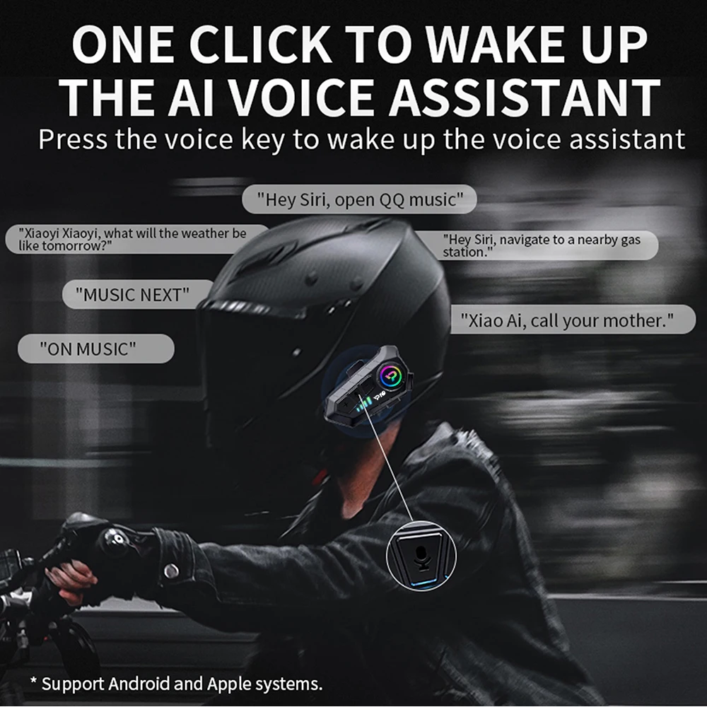Casque de moto Bluetooth sans fil, étanche IPX6, réduction du bruit, écouteurs AE, longue durée de veille, mains libres