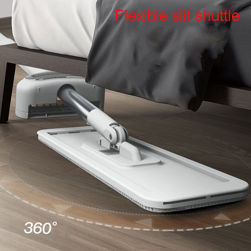 Fregona para escurrir fregona plana fácil de limpiar, gira 360, friega en seco y húmedo, reutilizable para suelos de madera con recambio, cocinas