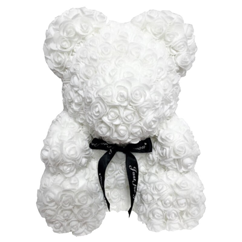 Diy 25 Cm Teddy Rose Beer Met Doos Kunstmatige Pe Bloem Beer Rose Valentijnsdag Voor Vriendin Vrouwen Vrouw moeder Dag: White