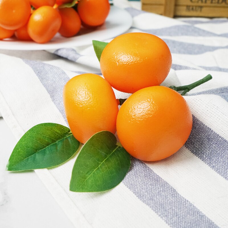 Modelo naranja de simulación, fruta naranja con ramas y hojas simuladas, modelo Shatangju, juguetes de iluminación