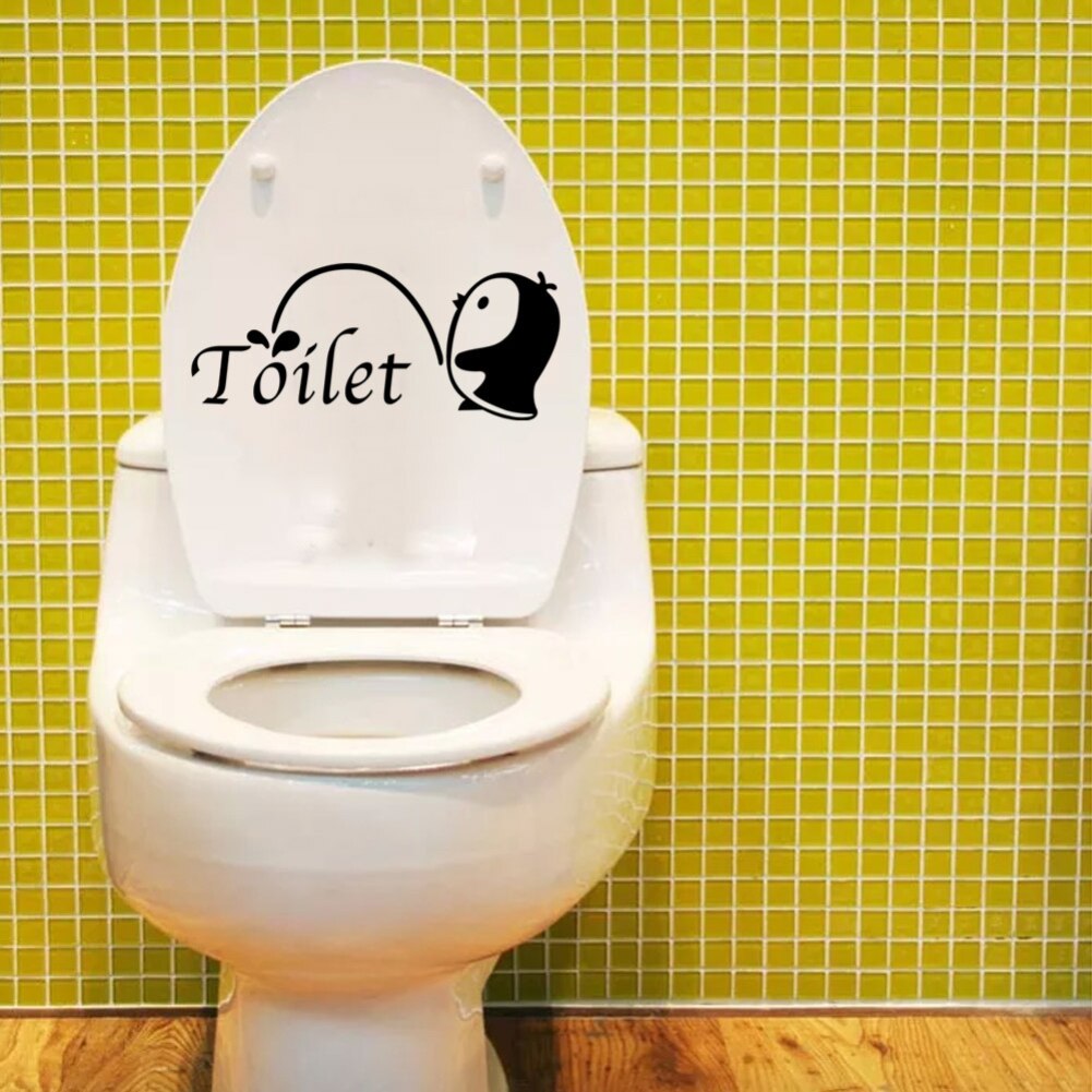 Leuke Pinguïn Wc Sticker Home Badkamer Sticker Verwijderbare Art Toilet Decor