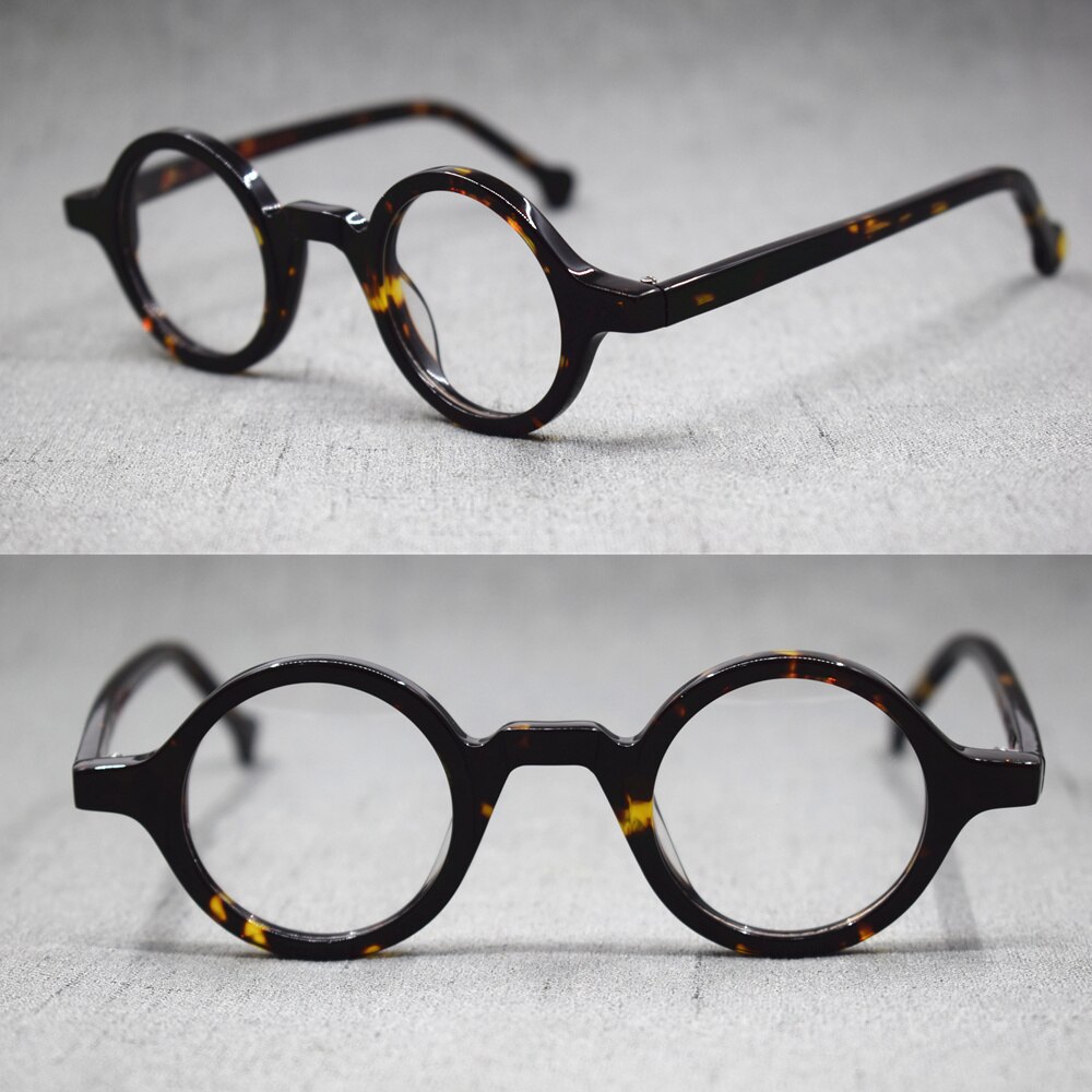 Small Vintage Round Hand Made Eyeglass Frames Full Rim Acetate Retro Glasses Eyewear Rx able