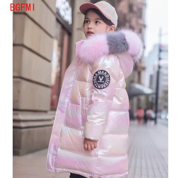 Children&#39;s Cotton Jacket for Girls Warm Parka Colored Fur Collar Thicken Outerwear Winter Clothes 5-13 Yrs Girl Snowsuit