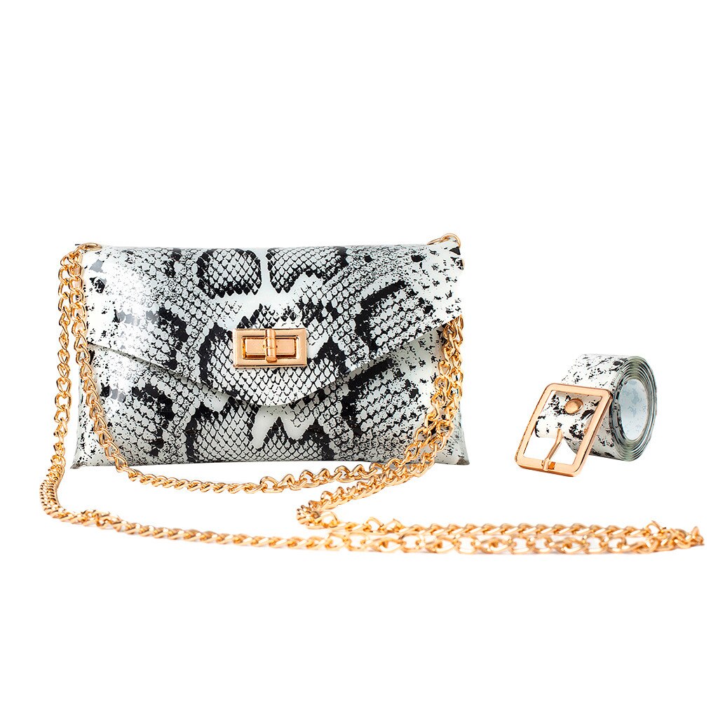 Snake Fanny Pack Dames Pu Lederen Riem Tas Vrouwen Banana Mini Tas Op Een Riem Luxe Vrouwen borst Zak: White 