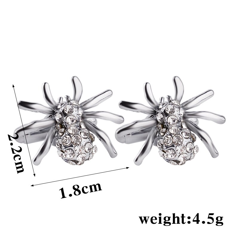 Mens Cufflinks Brand Animal Full Crystal Spider Cuff Button French Wedding Business Cuff Links For Men