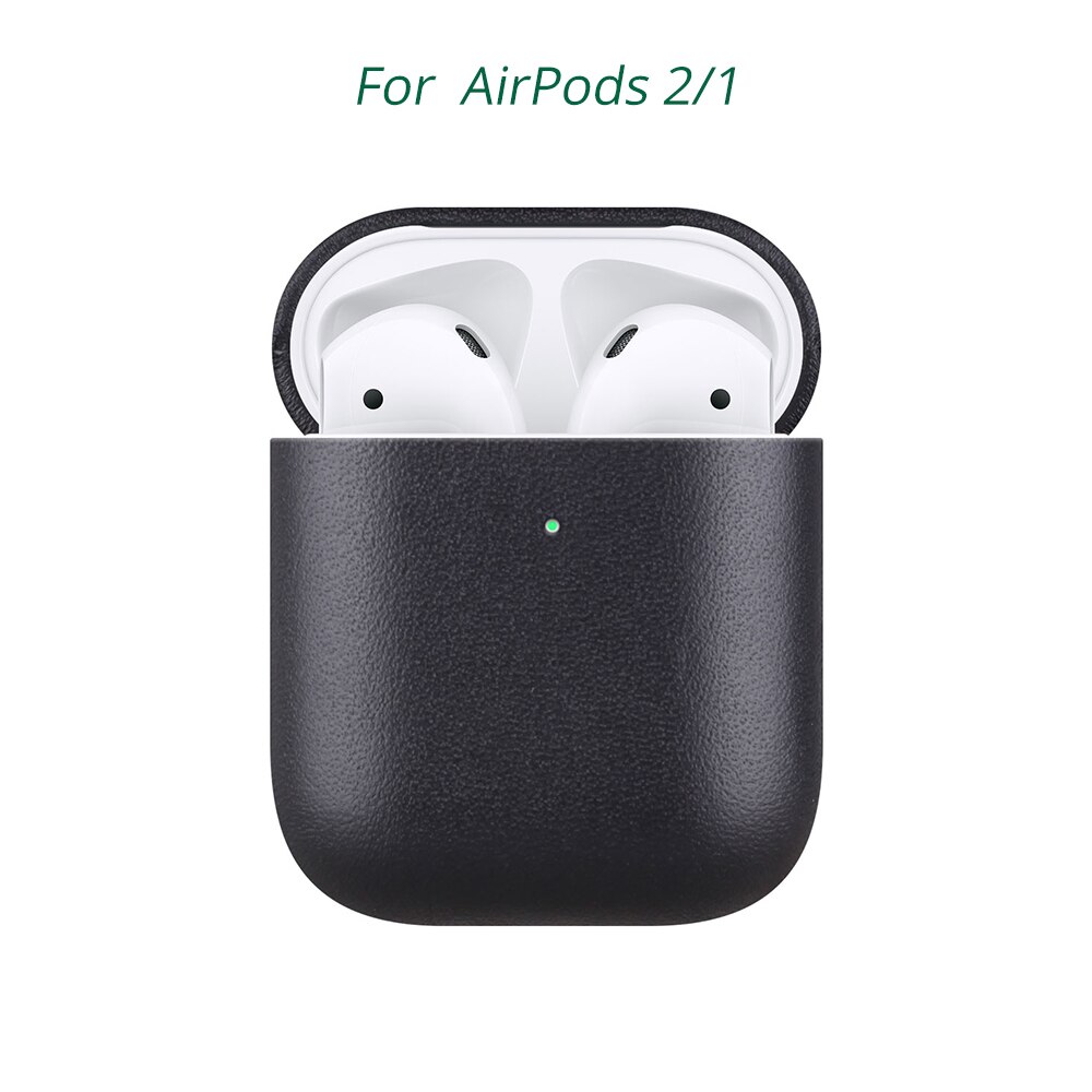 Bonola Native Italian Leather Case for AirPods Pro Seamless Fit Full Protection Cases for Apple AirPods 3/2 Tactile Feel Cover: AirPods 2 1 Black