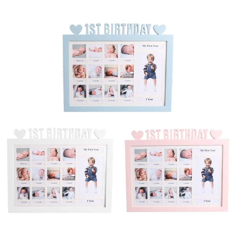 First Year Photo Moment Baby Keepsake Frame DIY 0-12 Month Picture Display Plastic Collage Frame Memory