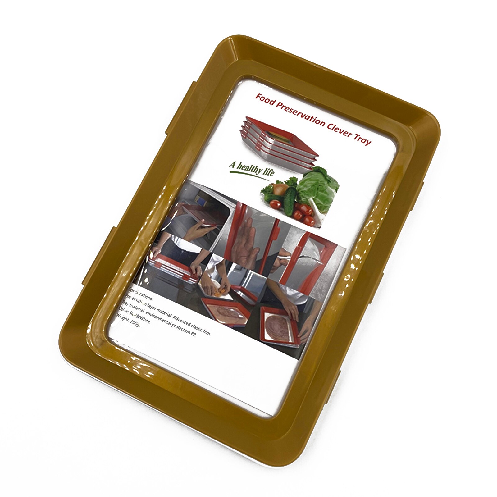 Square Vacuum Seal Food Preservation Tray Stackable and Reusable Food Preservation Container with Plastic Lid SDF-SHIP: gold