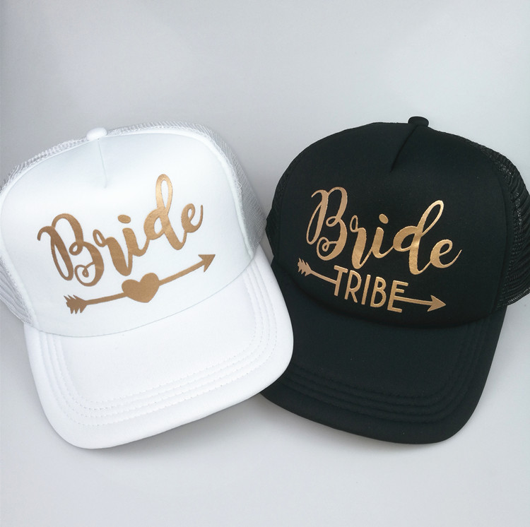 C &amp; Fung Bruid Stam Bachelorette Snapback Trucker Hoed Cap Team Bruid gouden letters Arrow bruid om bruid stam baseball hoeden