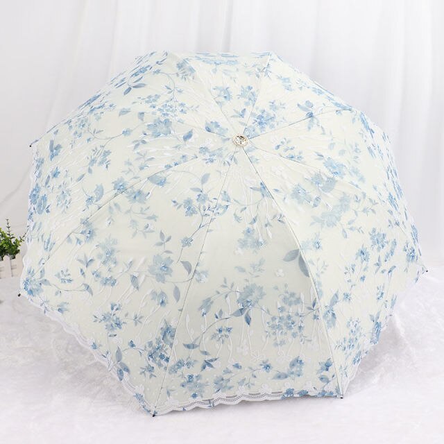 Handtas Borduren Kant Kleur Lijm Zwarte Lijm Afdrukken Double Layer Paraplu Zon En Regen Dual Purpose Zon Bescherming
