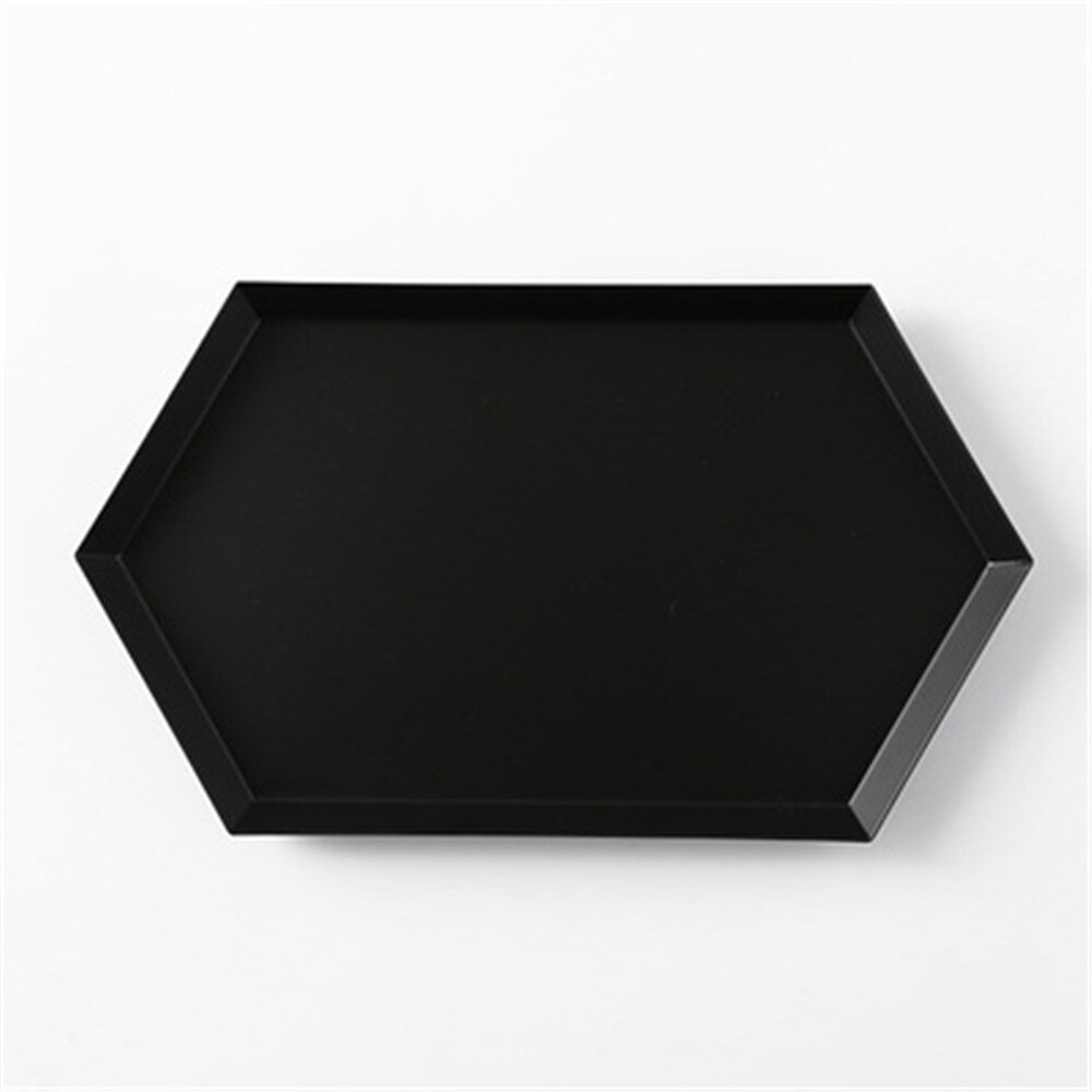 Colorful Metal Storage Trays Chic Geometric Combo Organizer Plate Desktop Decor Jewelry Display Trays Tea Set Dessert Plates: Black L