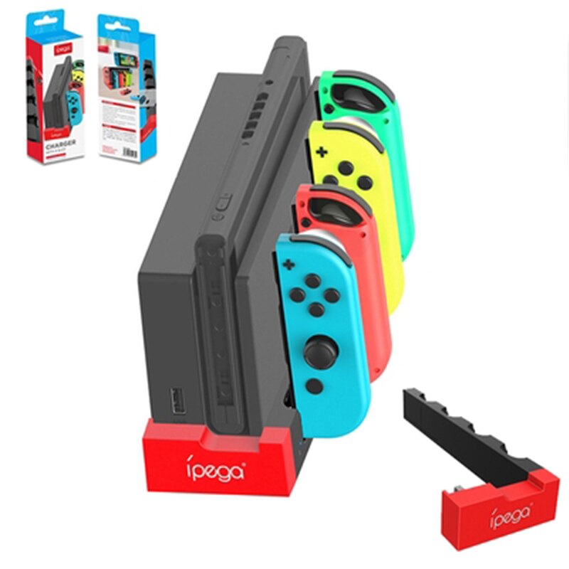 Switch OLED Joy Con Controller Charger Dock Stand Station Holder for Nintendo Switch NS Joy-Con Game Support Dock for Charging: Red Black