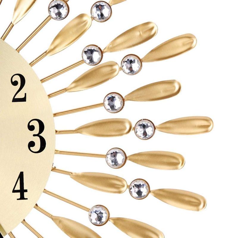 Reloj de pared grande 3D de 15 pulgadas con brillantes diamantes de imitación estilo Sol Decoración Para sala de estar moderna
