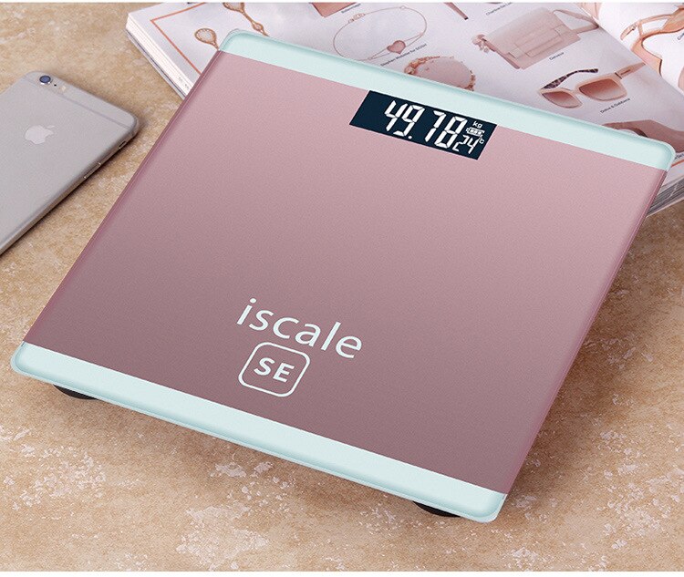 Human Body Scales Glass Smart Household Electronic Digital Floor Weight Balance Bariatric LCD Display 180KG: Rose gold
