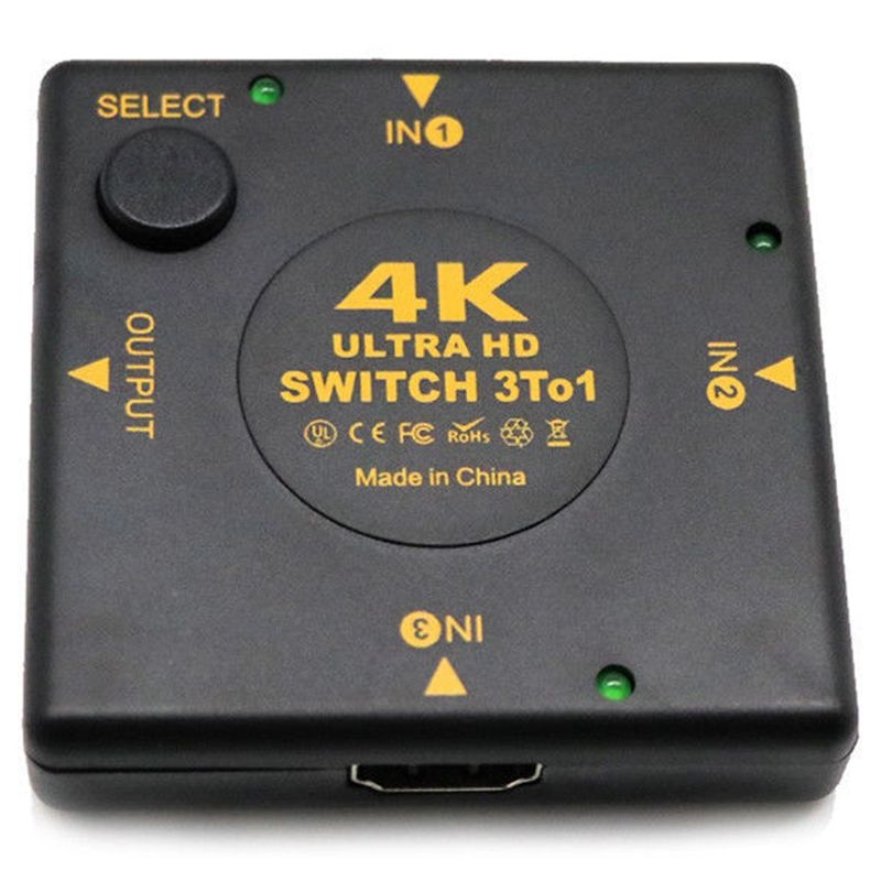 4K HDMI Switch Box Selector 3 In 1 Out kvm Audio Extractor Hub Splitter Switcher: Default Title