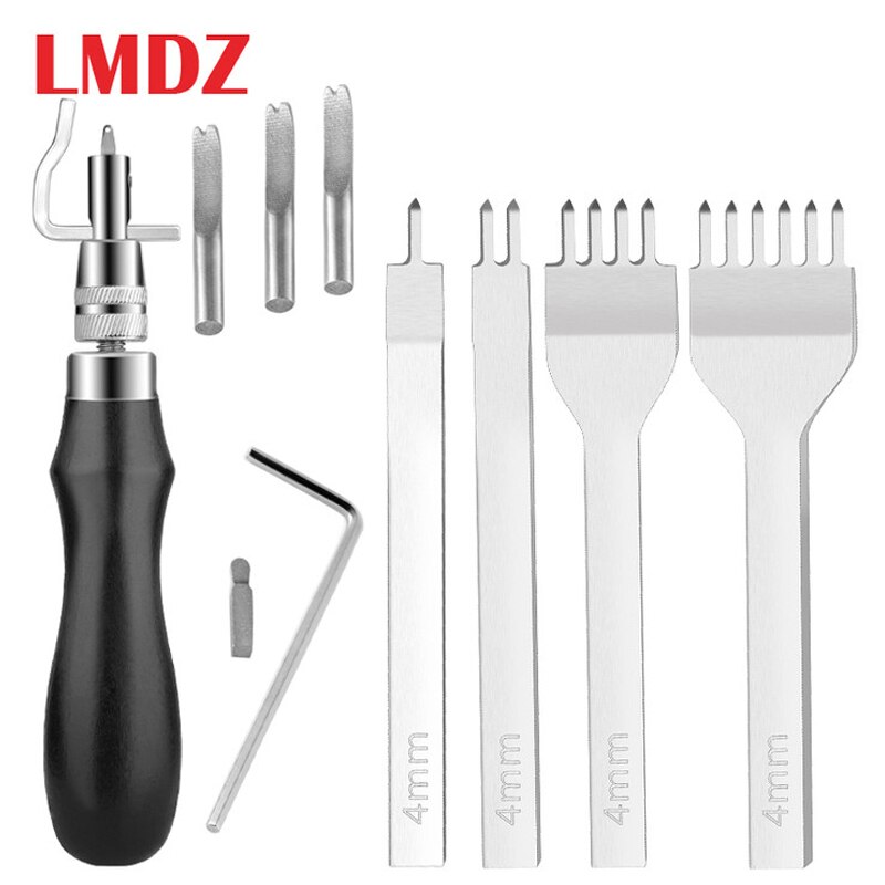 LMDZ Leather Spacing Punch Tools Creasing Edge Beveler Leather Groover Tool for Lacing Stitching Sewing and Leather Craft Work