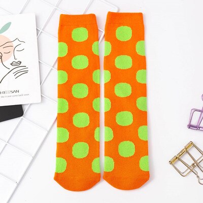 Otoño Invierno niños Unisex Polka Dot rodilla calcetines para niños chicas chico bebé de fluorescencia medias de puntos de la rodilla-calcetín alto 3-12T: 003