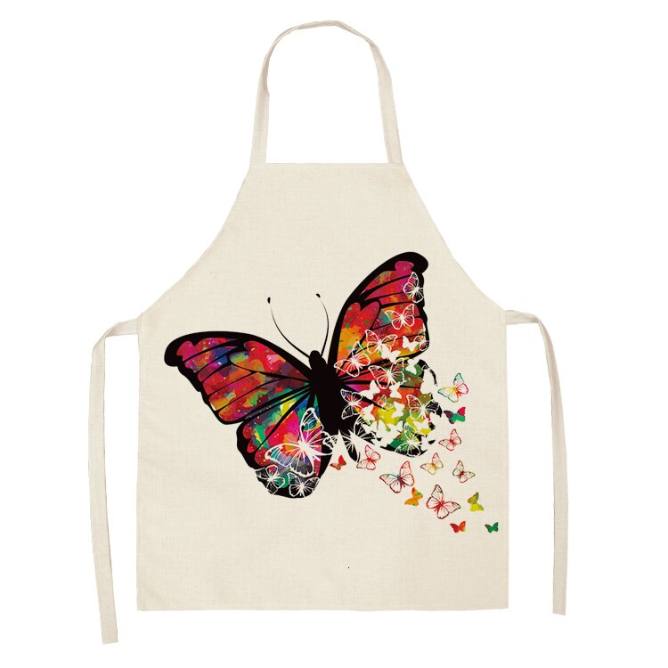 1pc Butterfly fartuch bez rękawów bawełniana pościel nadruk w kwiaty kuchnia fartuszek kobiety domowe gotowanie pieczenia talia Bib 53*65cm: WQL0147-24