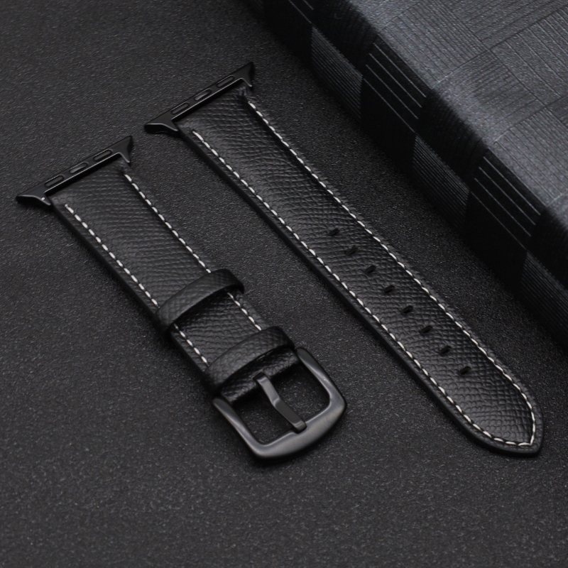 Læderrem til apple watch-rem serie 9 8 7 6 5 4 3 ultra se komfortabel armbånd iwatch 49mm 45mm 44mm 42mm 41mm 40mm 38mm: Blå lyserød / 12mm