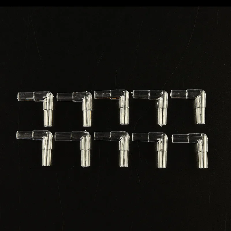 Conector de codo transparente de 10X 4mm, conector de tubo de línea de aire de acuario de plástico para pecera, accesorios profesionales geniales
