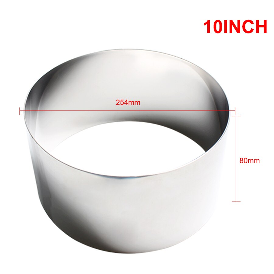 Rvs Mousse Ring Kaas Duizend Laag Mold Fondant Mousse Ring Bakken Tool Cakevorm Ronde Cake Decorating Gereedschap: 10 INCH