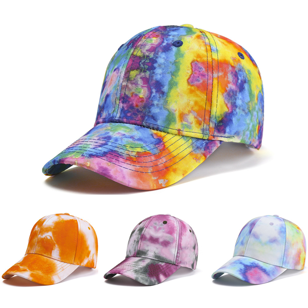 Tie Dye Graffiti Baseball Caps For Men Women&#39;s Kpop Multicolor Irregular Print Snapback Cap Outdoor Streetwear Sun Hat