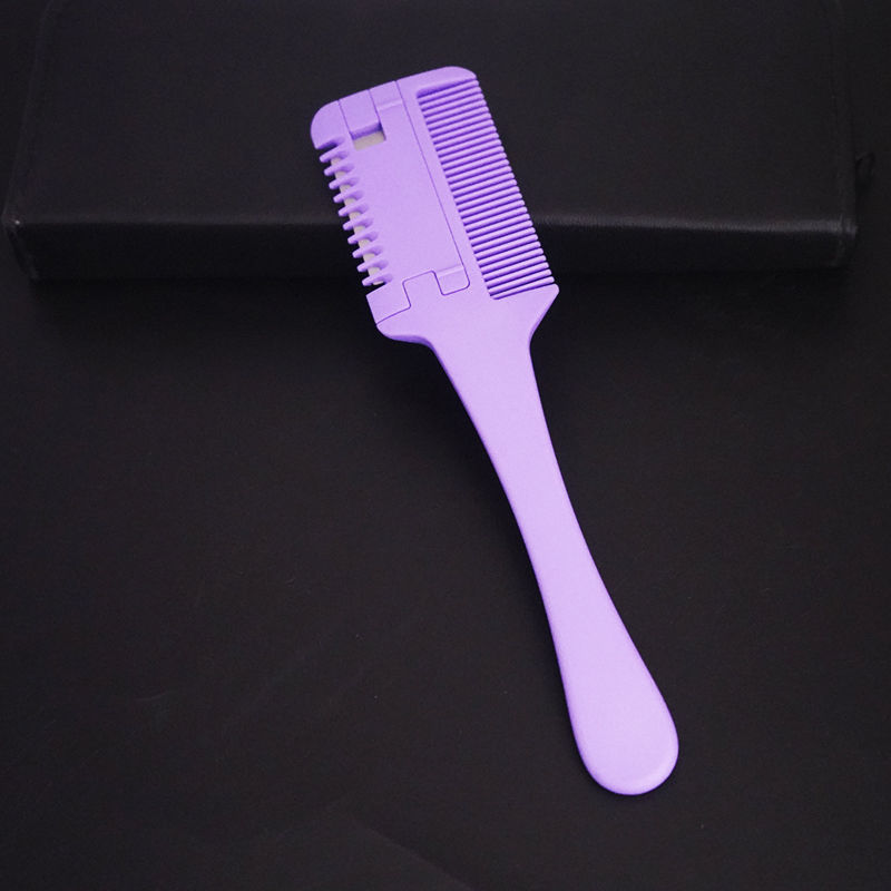 Peine para cortar el pelo, peine con cuchillo, cepillos para el pelo con cuchillas de afeitar, accesorios para peluquería: PURPLE