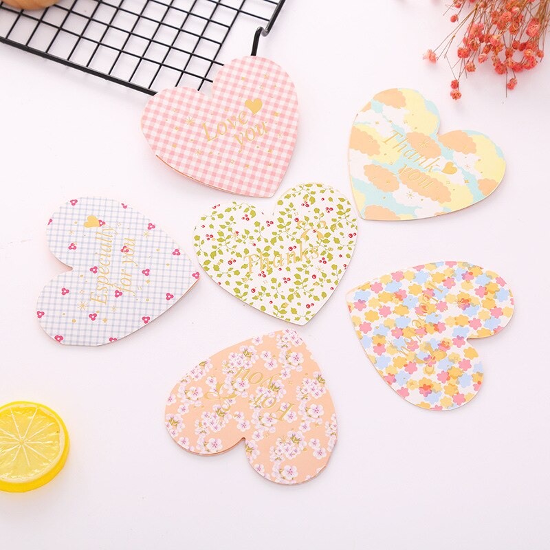 10pcs/set greeting card blessing language cardheart-shaped folding message card birthday business card