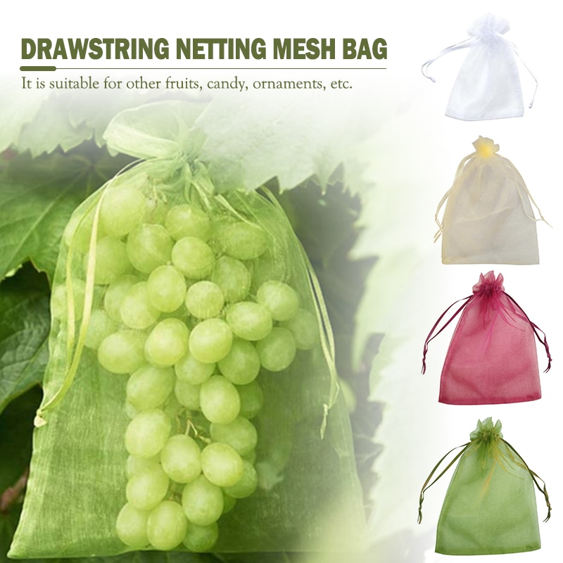 50Pcs Aardbei Druiven Fruit Bescherming Zakken Ongediertebestrijding Anti-Vogel Tuin Netting Zakken Mesh Druif Bag Planter Grow tassen