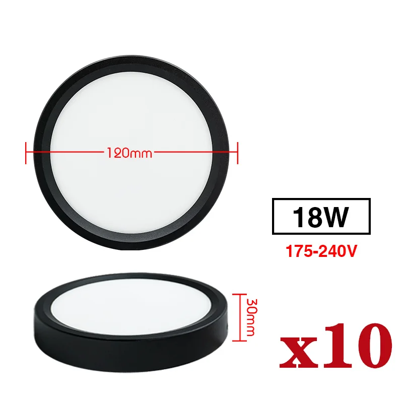 10 unids/lote Led Downlight 220V lámpara de techo 9W 12W 15W 18W Panel montado en superficie iluminación cocina accesorio para habitación decoración del hogar