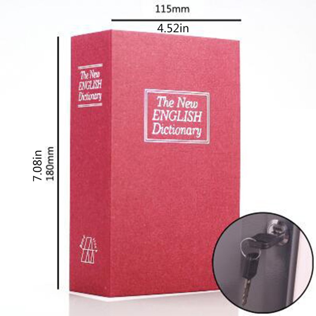 Simulation livre forme boîte à fusibles avec serrure exquis dictionnaire livres coffre-fort pratique voiture boîte de rangement: Red S