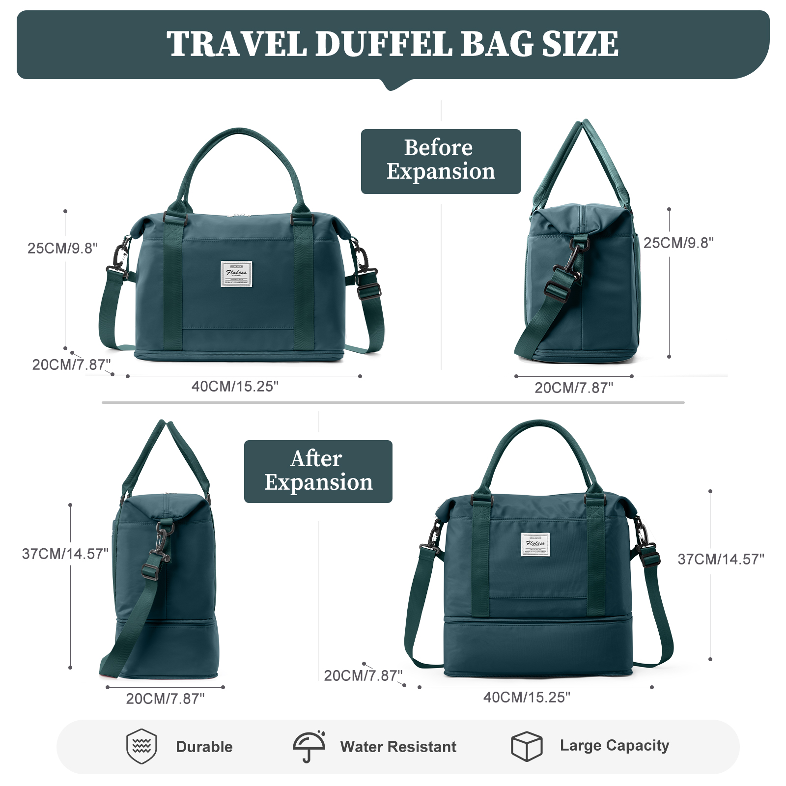 Travel Inspira Borsa Tote Da Viaggio Grande: Zainetto In Nylon Impermeabile Per Uomo E Donna, Borsa Da Lavoro Con Tracolla Regolabile E Fondo Rinforzato - Grigio