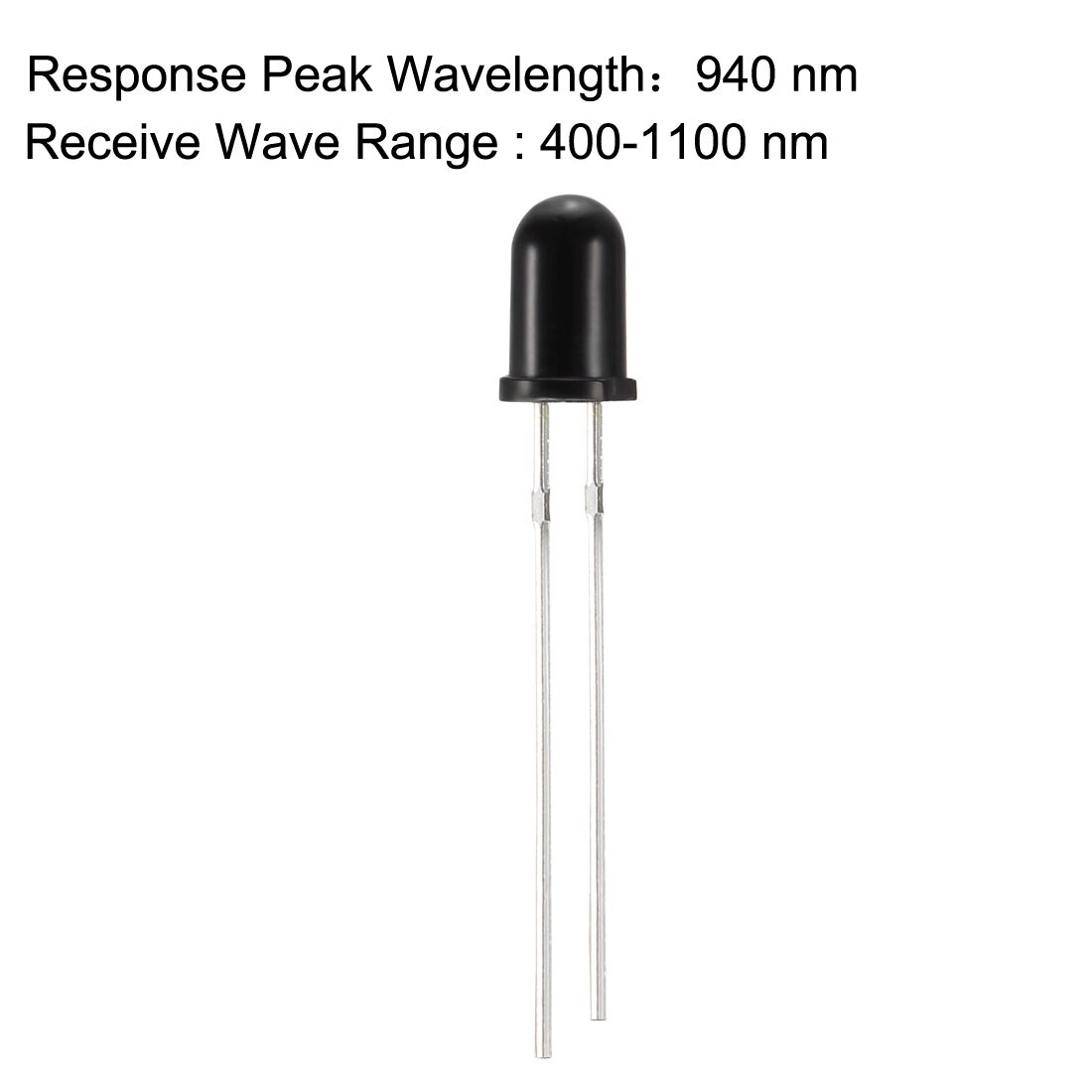 uxcell Photosensitive Diode Photodiodes Light Sensitive Sensors Round Head Receiver Diode 5mm 10pcs Black