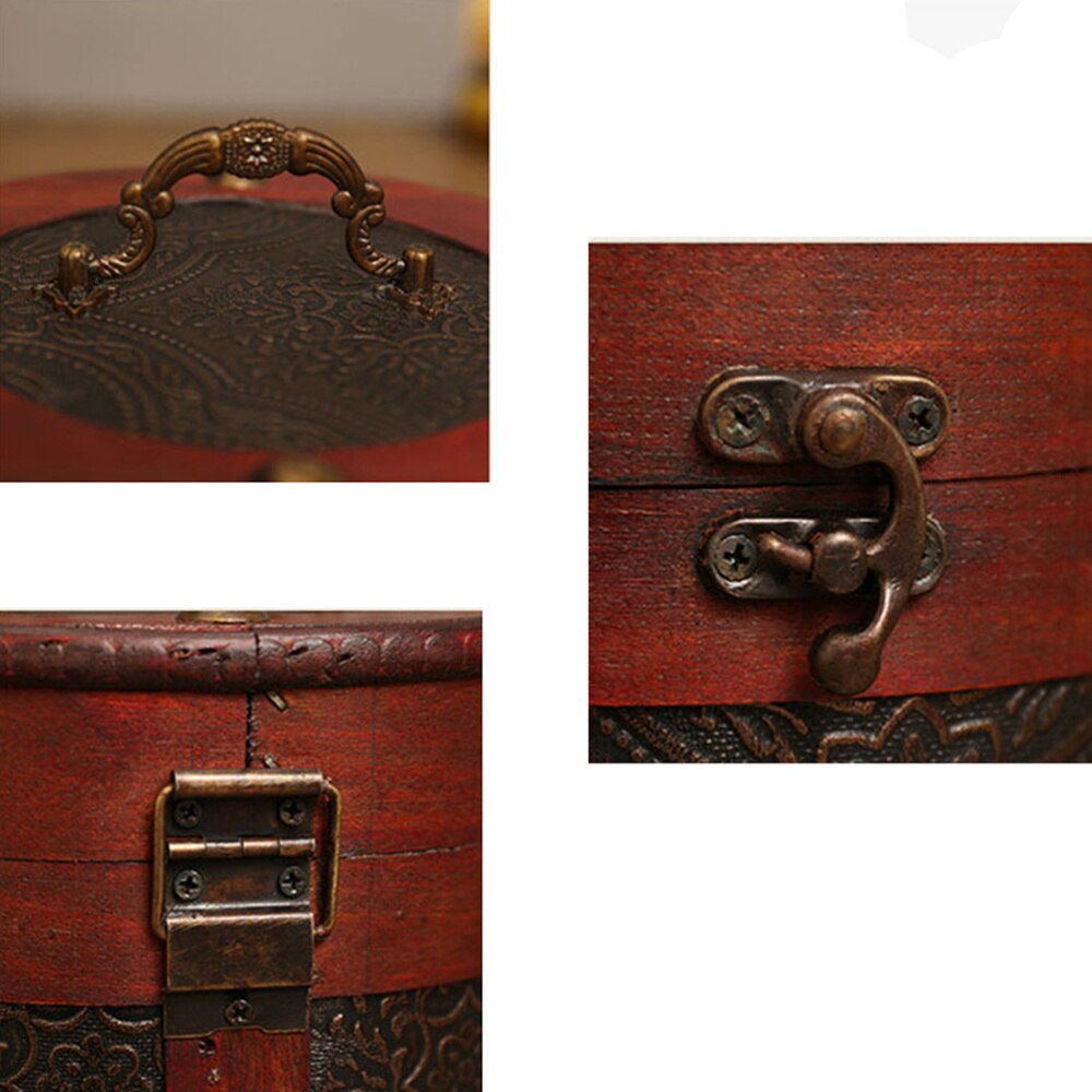 Delicate Ancient Chinese Style Round Tea Leaves Cake Storage Box Tea leaves Display Organizer Wooden Tea Package Box - A Si