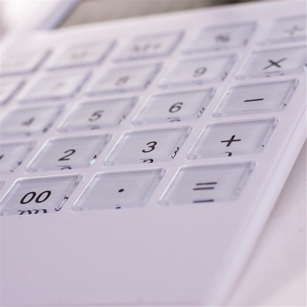 12 Digits Large Display Desktop Calculator Solar And Battery Dual Power Crystal Button Calculator for Office Electronics Supply