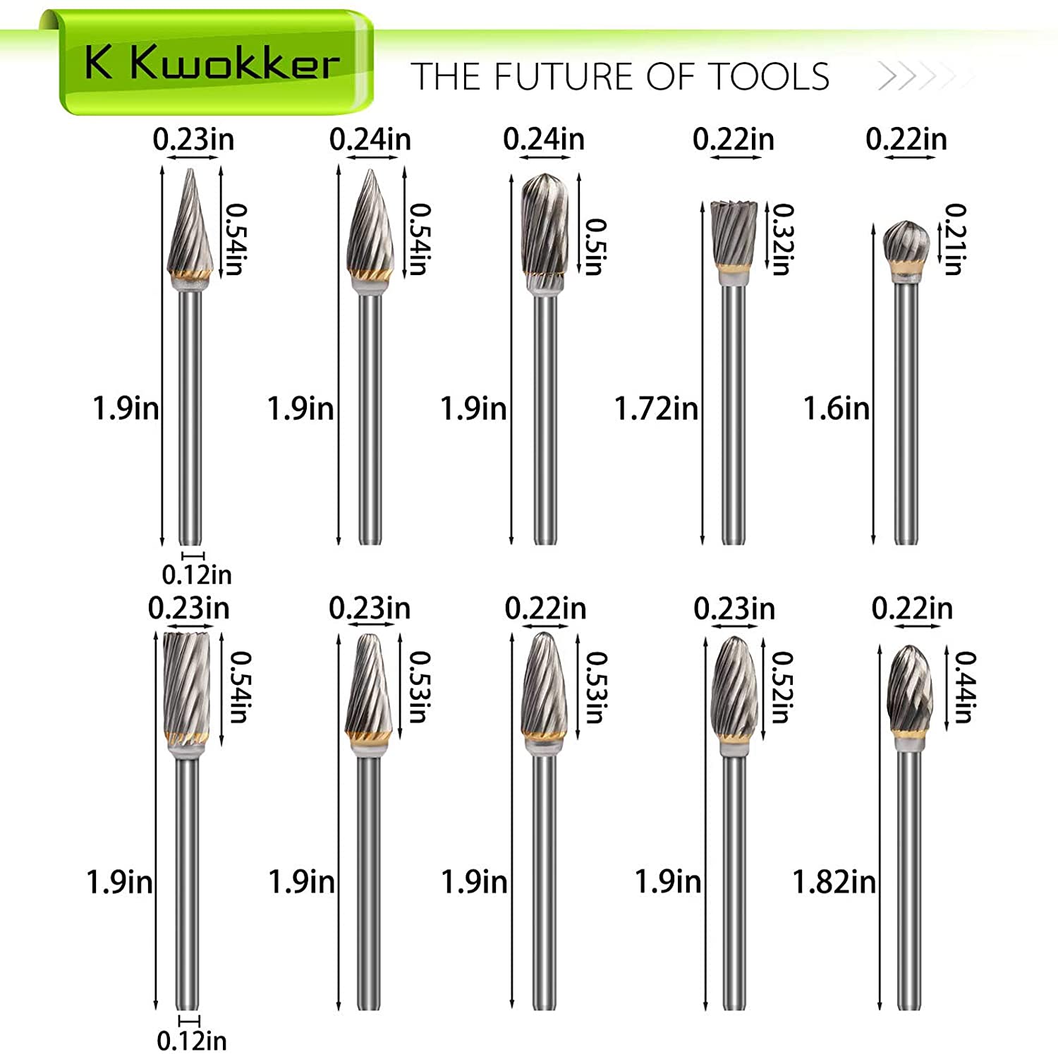 10 Stuks Tungsten Carbide Burr Set 1/8 Schacht Diamant Bestand Rotary Tool Kit Voor Dremel Rotary Boor Grinder Voor Metalen hout Polijsten