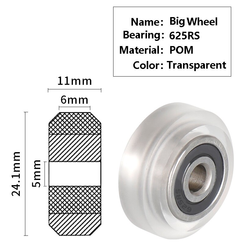 Mega 8Pc 3D Printer Polycarbonaat Katrol Wiel V-Slot Pom 625zz/Rs Lineaire Lagers Openbuild Voor Creality CR10 S5 Ender 5 3/3Pro: 8PCS BigWheel625RS