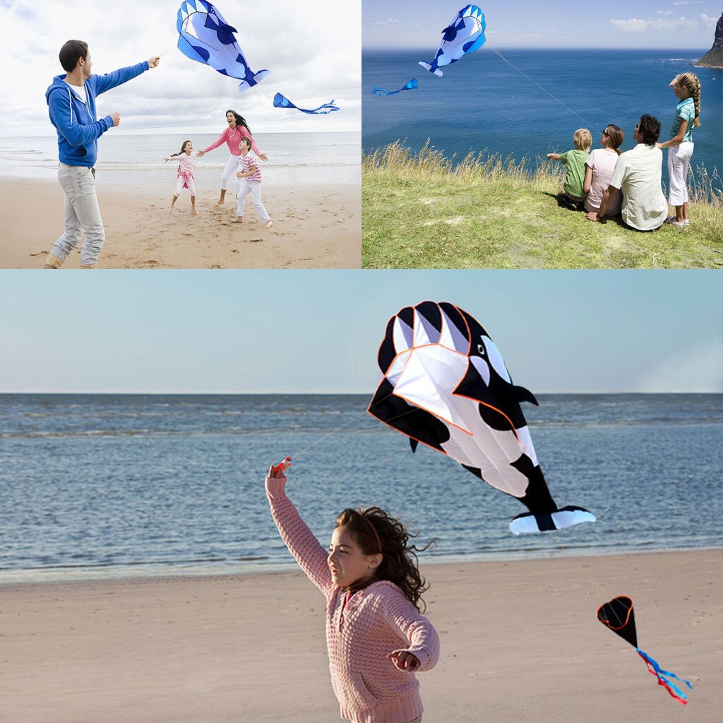 Cerf-volant de plage en forme de dauphin, avec énorme sans cadre, doux, pour la famille des enfants, volant coloré en 3D, dépliant facile, jouets d'extérieur #30