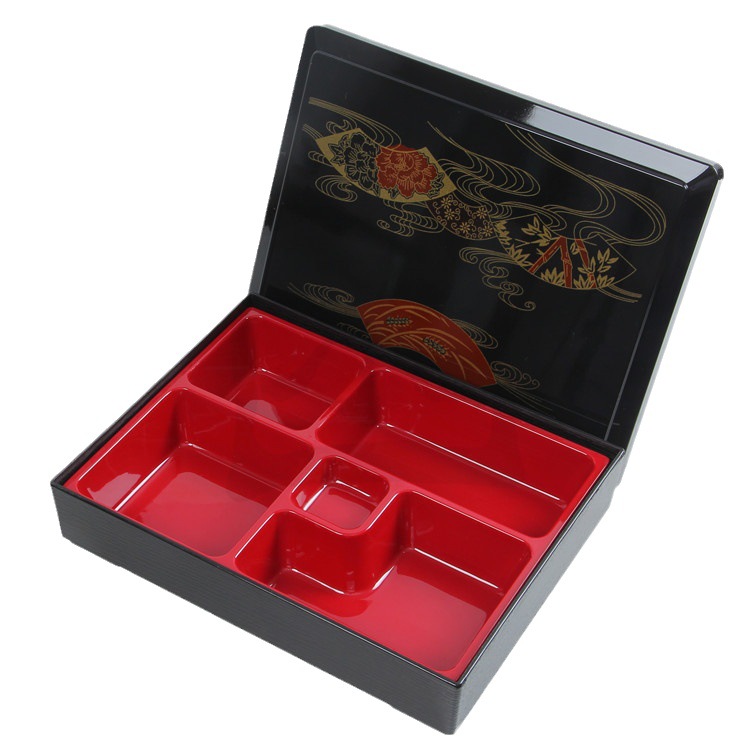 Caixa de talheres estilo japonês ABS Sushi Sashimi Box Lunch Box 27x21cm: ROXO