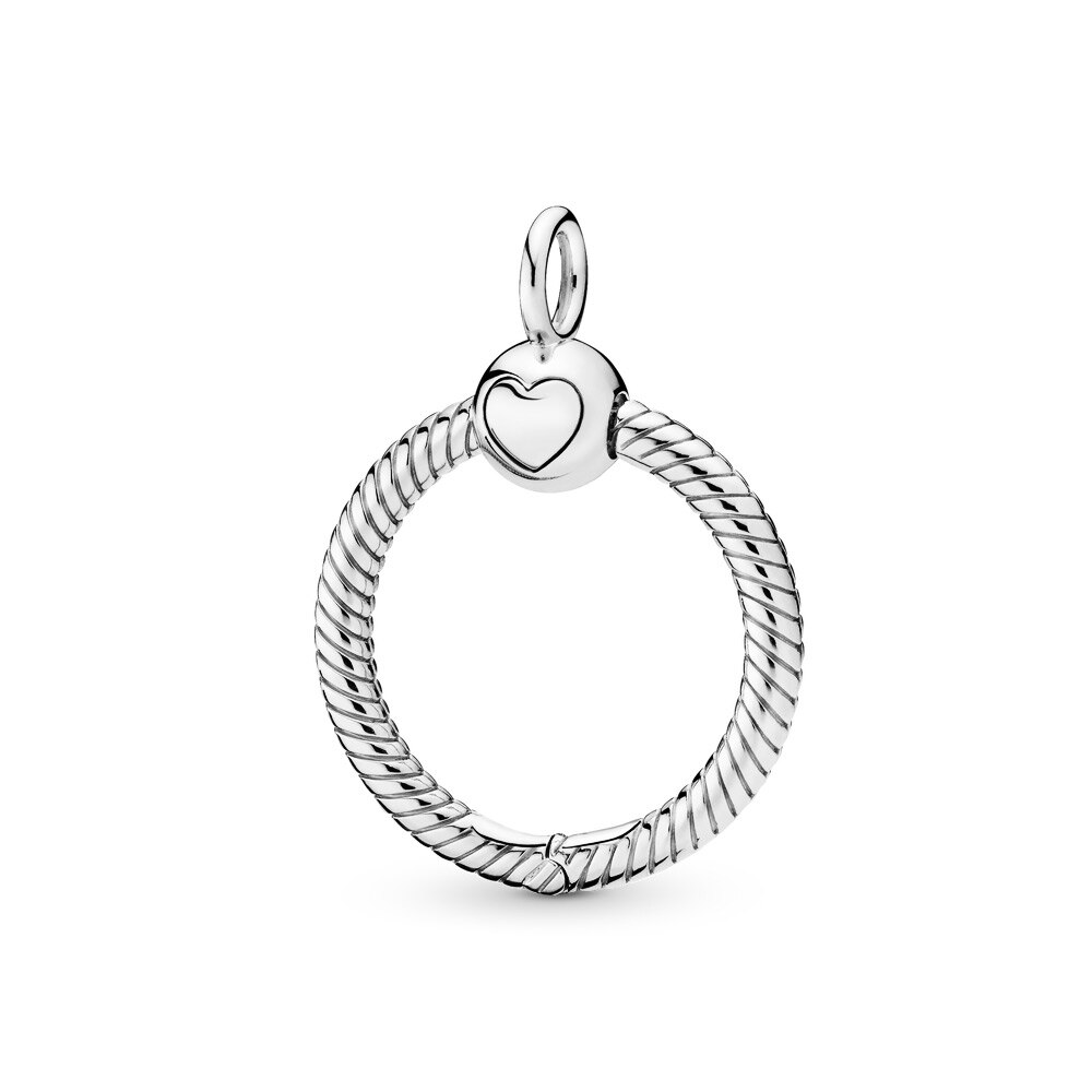 Bague à breloques en argent 925 pour femmes, bijou en forme de cœur, rond, original, bricolage, collier de perles,: PAN003