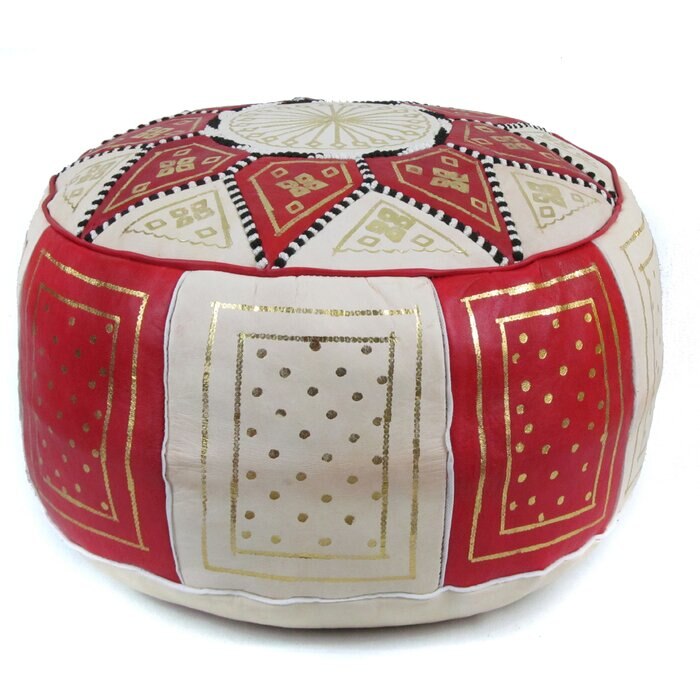 Puf Pouf Hecho a Mano en fès, Marrakech Cuero autentico SIN relleno: Rouge