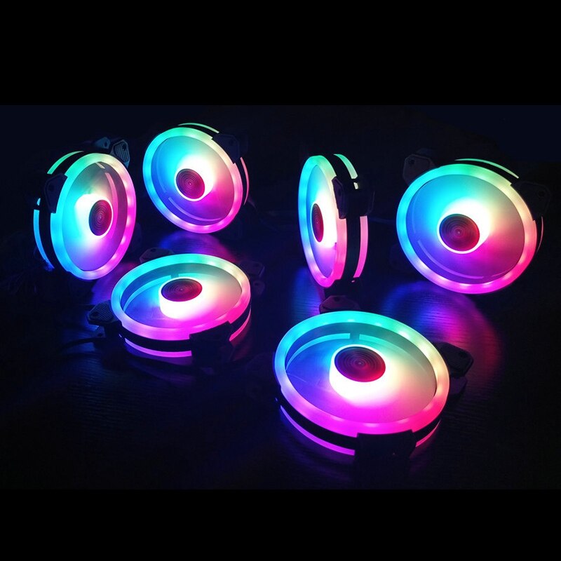 COOLMOON for Ray II Chassis Fan Computer Internal and External Dual Aperture Luminous Fan Fan 120mm RGB Color 6 Packs