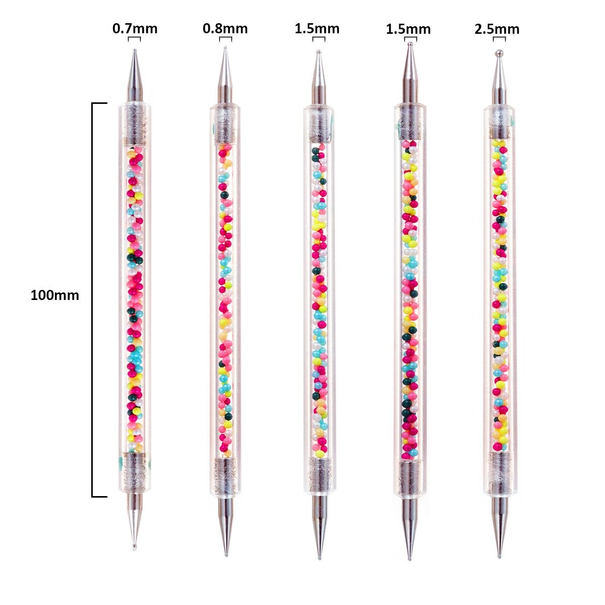 Monja 5 Stks/set Dubbele Hoofd Manicure Borstel Acryl Gel Graveren Pen Strass Kralen Decoratieve Delicate Nail Art Gereedschap: SKU004581