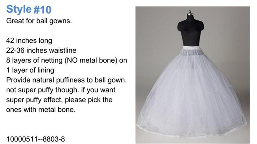 Hvid crinoline underskørt slips underskørt a-line havfrue hoop bryllup nederdel kjole: 10 / Hvid