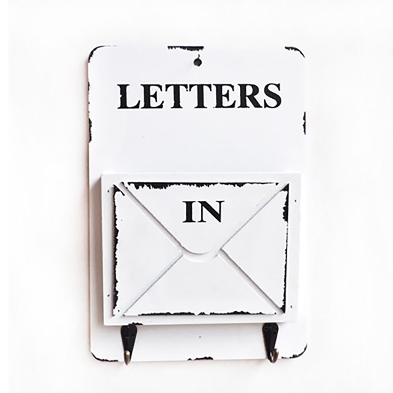 1PC Wood MailBox Letter Rack Key Holder Mail Organizer Wall Storage Home Decoration with Hook Hanger Letter Rack