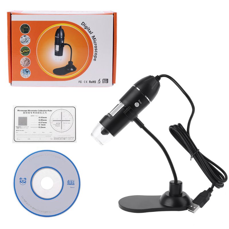 USB Digital Microscope 8 LED 1000X Electronic Endoscope Zoom Camera Magnifier Protable with Stand Holder for Windows Mac