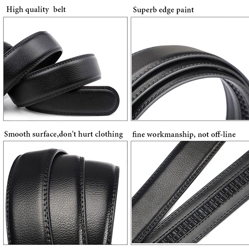 Men's High Belt 110cm 120cm 130cm Luxury Belt, Black Men's Automatic Buckle Jeans Men's Belt Suit Belt