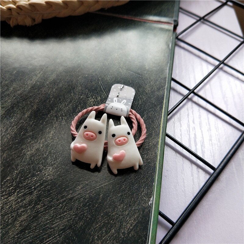 2 stk søt elefant bi tegneserie låve elastiske hårbånd låve tau jenter tilbehør baby hodeplagg prinsesse hodeplagg: En
